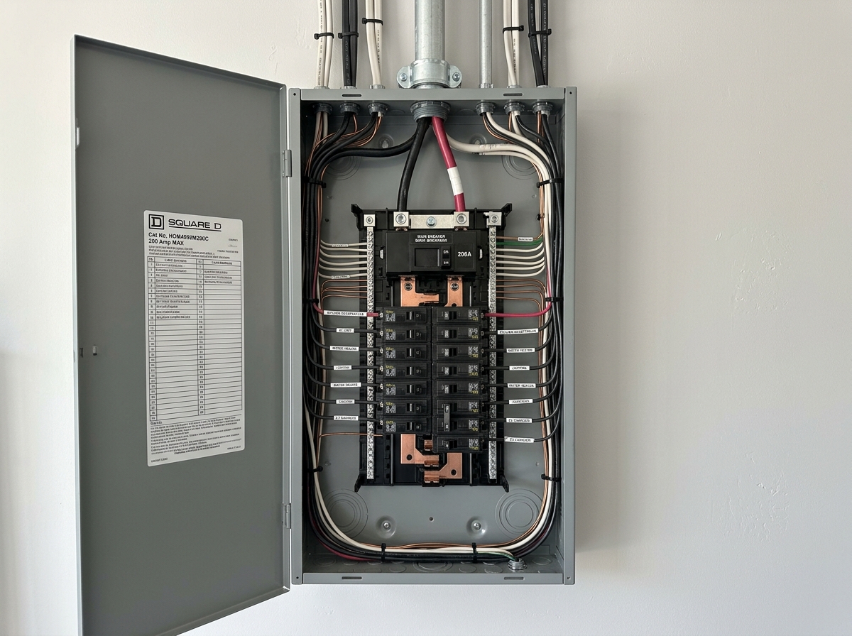 Upgraded 200 amp breaker electrical panel installation in Ajax home by Limitless Electrical Contracting