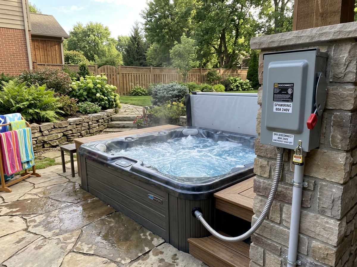 Outdoor GFCI electrical disconnect box for hot tub in Ajax by Limitless Electrical Contracting